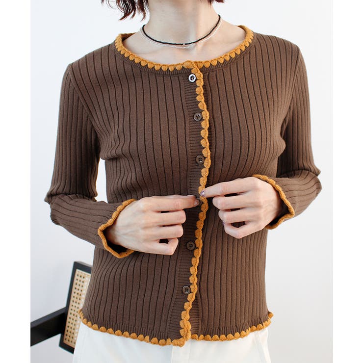 配色ステッチニットカーディガン | futier land | 詳細画像2 