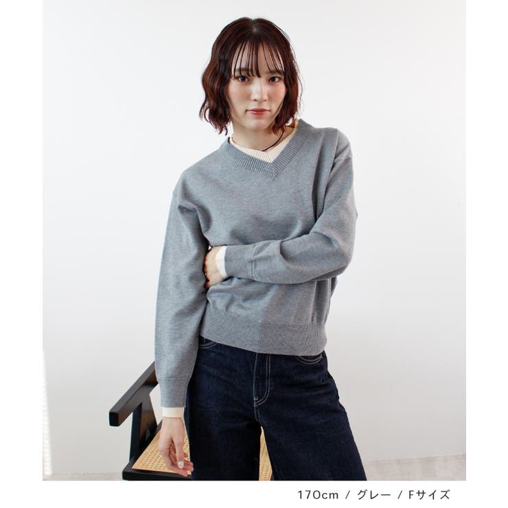 【ABYS】Vネックレイヤードニット | futier land | 詳細画像3 