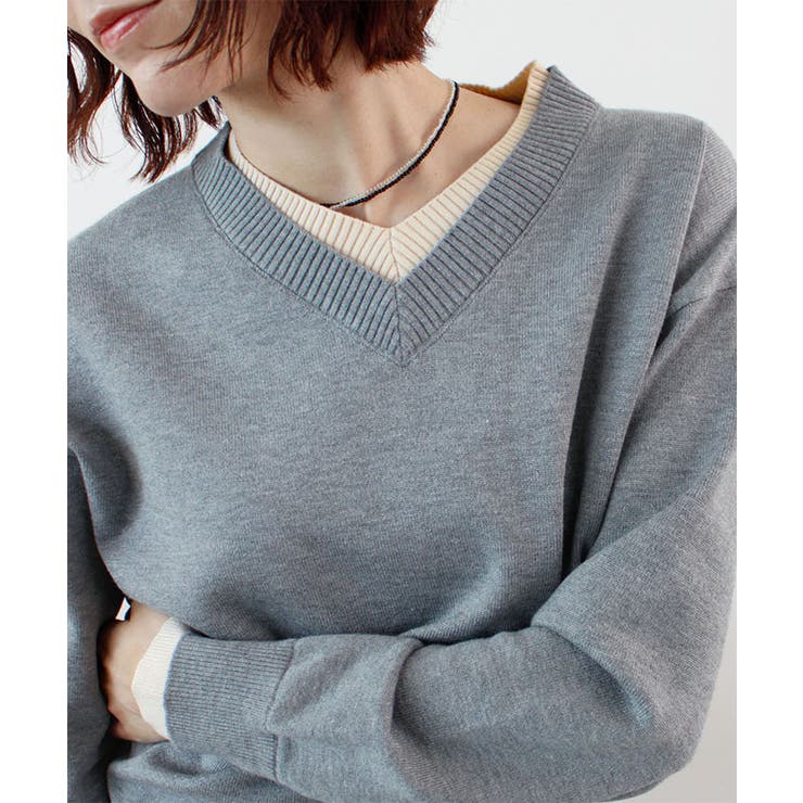【ABYS】Vネックレイヤードニット | futier land | 詳細画像4 