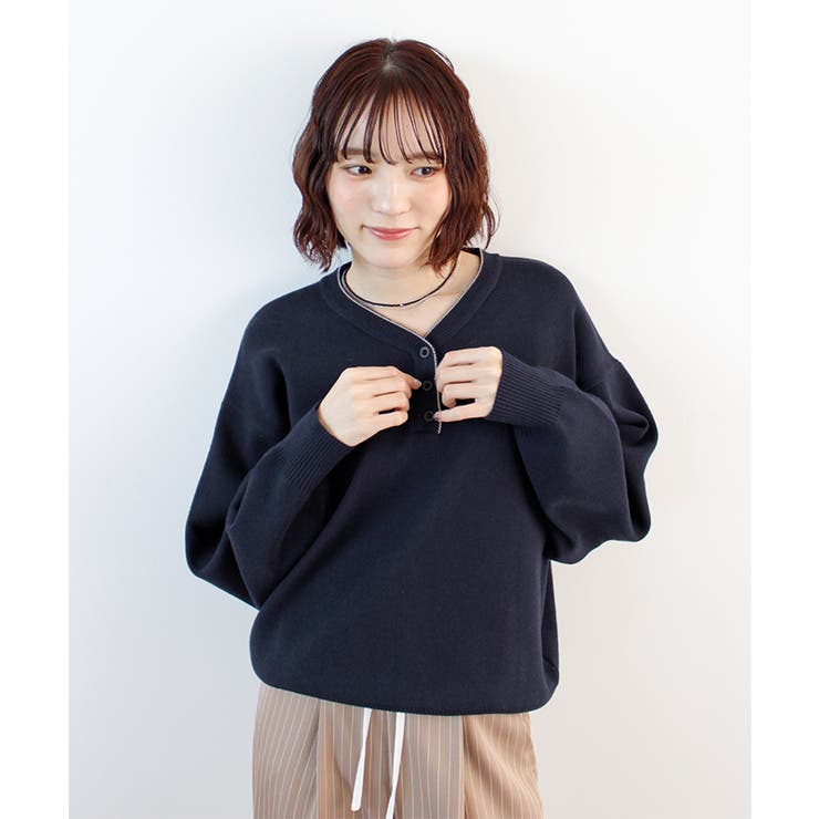 スウェットライク ヘンリーネックニット | futier land | 詳細画像8 