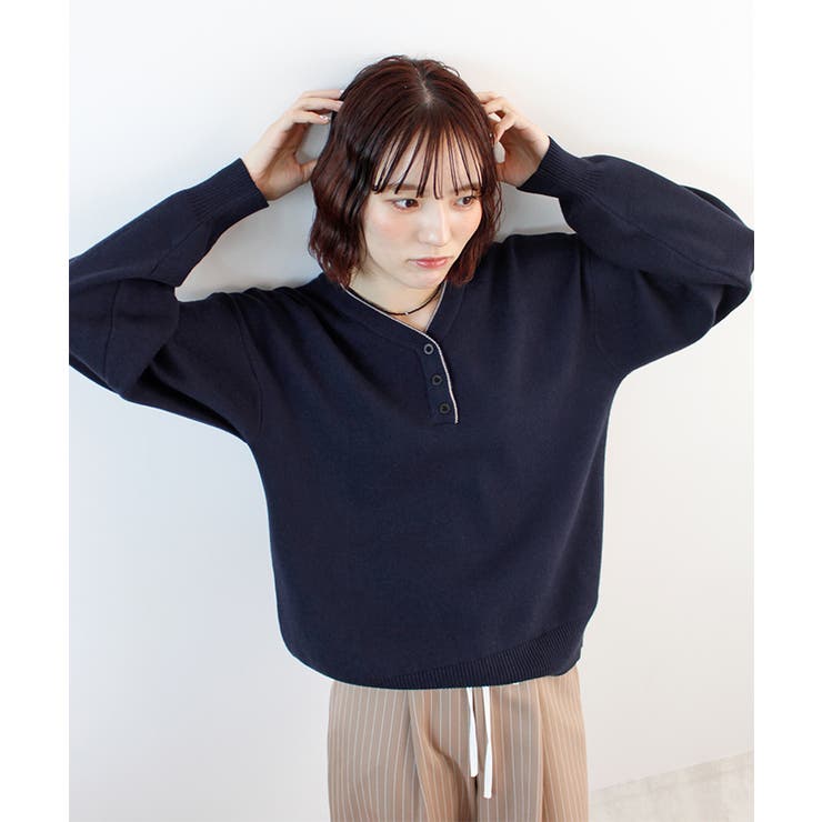 スウェットライク ヘンリーネックニット | futier land | 詳細画像9 