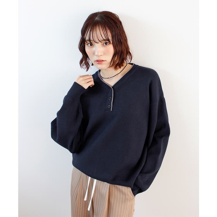 スウェットライク ヘンリーネックニット | futier land | 詳細画像10 