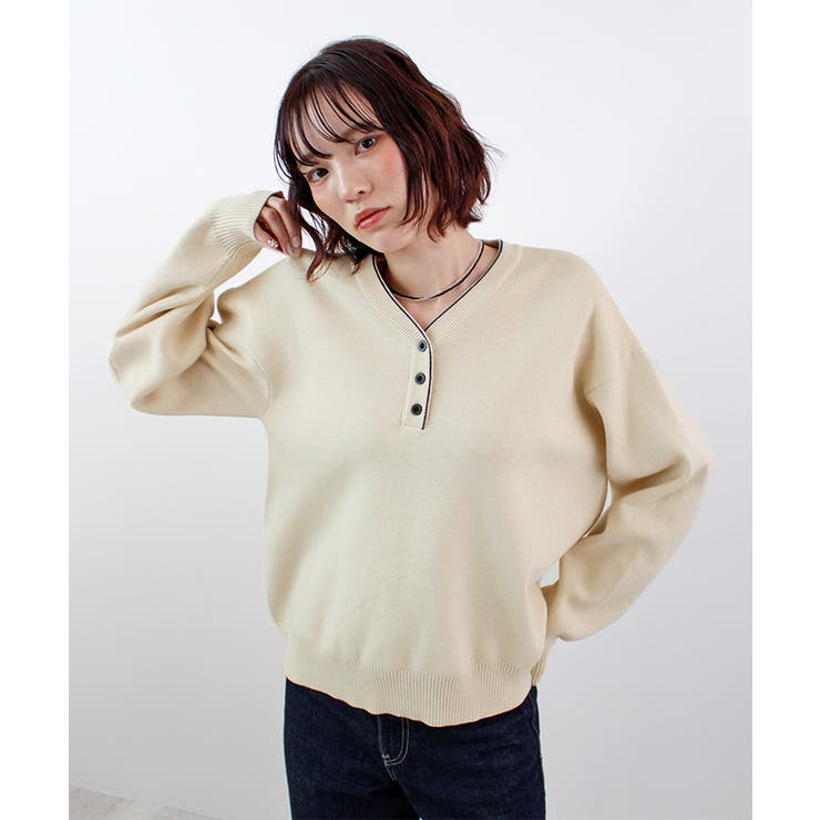 スウェットライク ヘンリーネックニット | futier land | 詳細画像2 
