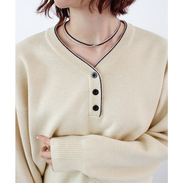 スウェットライク ヘンリーネックニット | futier land | 詳細画像4 