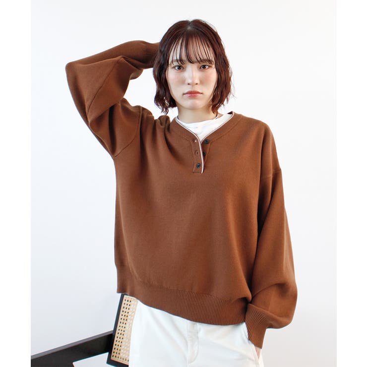 スウェットライク ヘンリーネックニット | futier land | 詳細画像5 