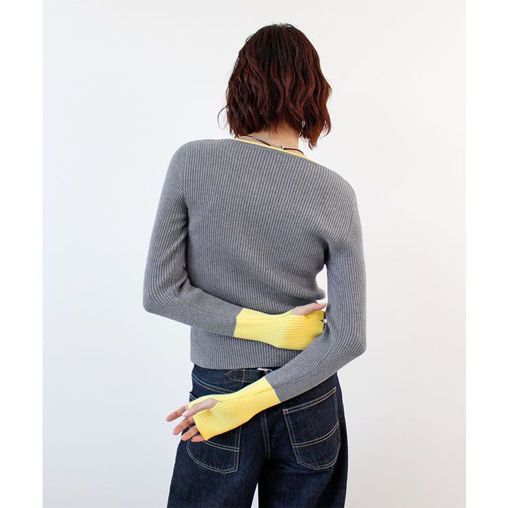 ヘンリーネック配色リブニットトップス | futier land | 詳細画像6 