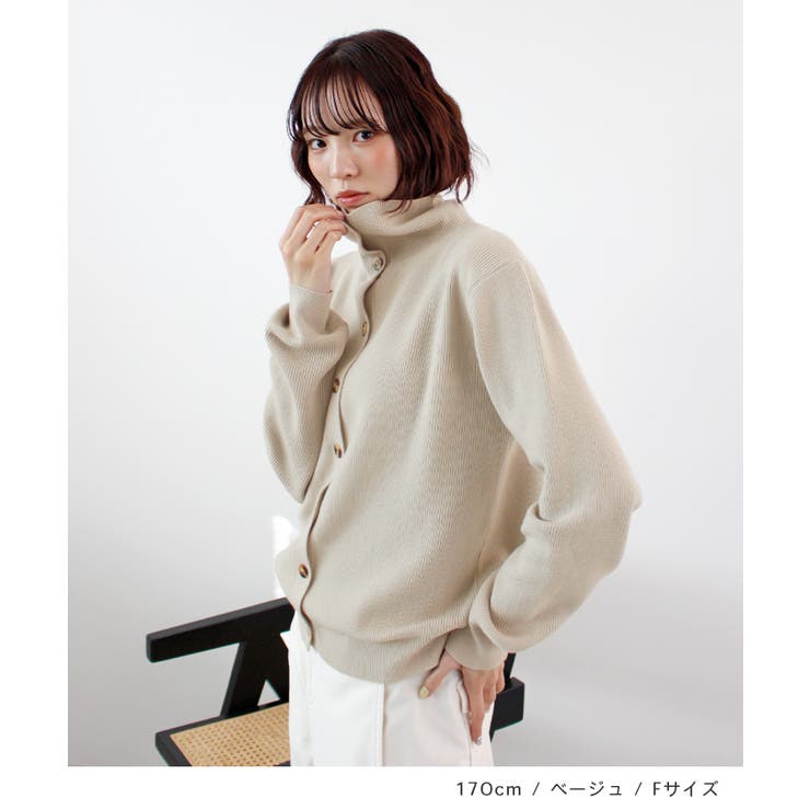 【ABYS】ボタンデザイン2WAYハイネックニット | futier land | 詳細画像4 