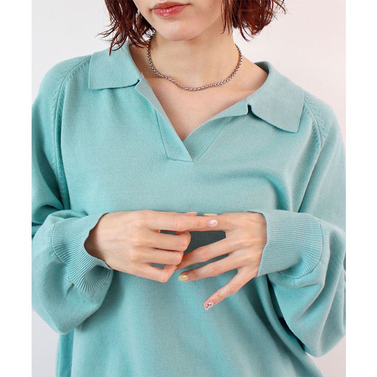 ブルー | スキッパーポロニットプルオーバー | futier land