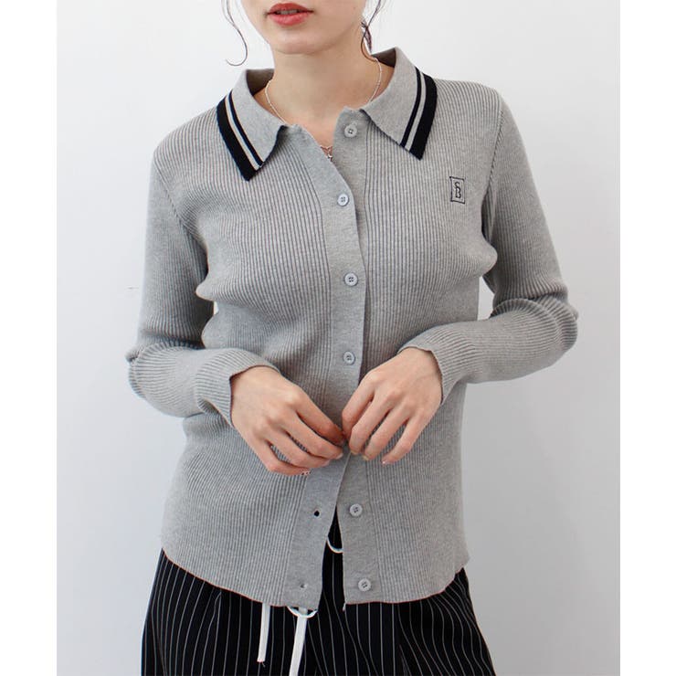 ライトグレー | 【ABYS】ワンポイントロゴ刺繍リブニット | futier land