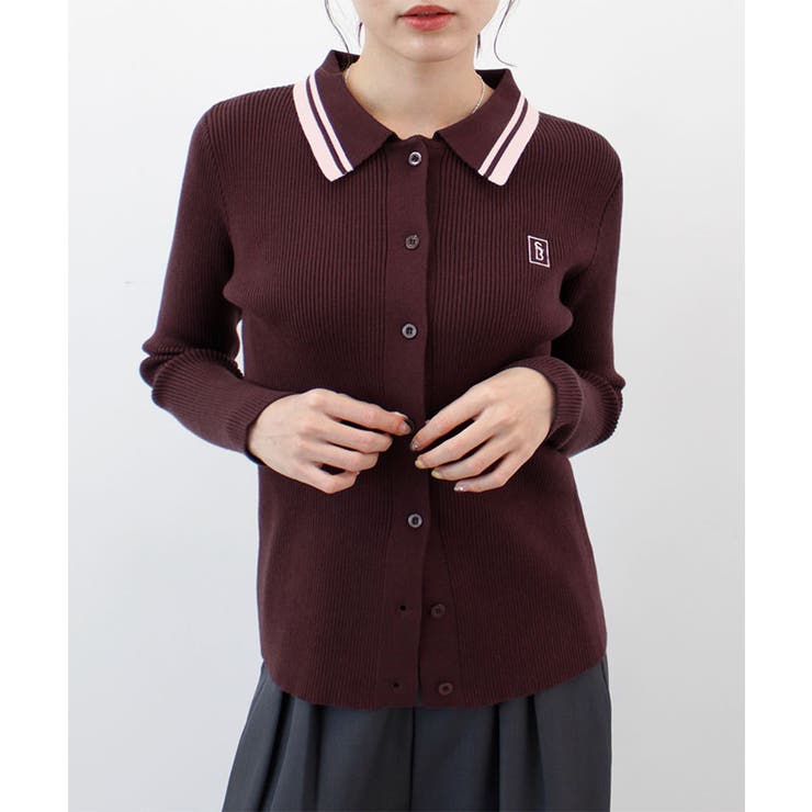 ボルドー | 【ABYS】ワンポイントロゴ刺繍リブニット | futier land