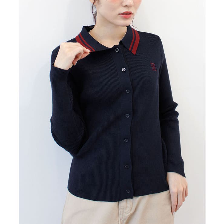 ネイビー | 【ABYS】ワンポイントロゴ刺繍リブニット | futier land