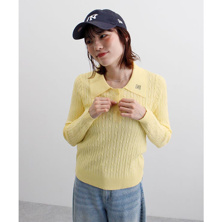 ロゴ刺繍ケーブルポロニット | futier land | 詳細画像7 