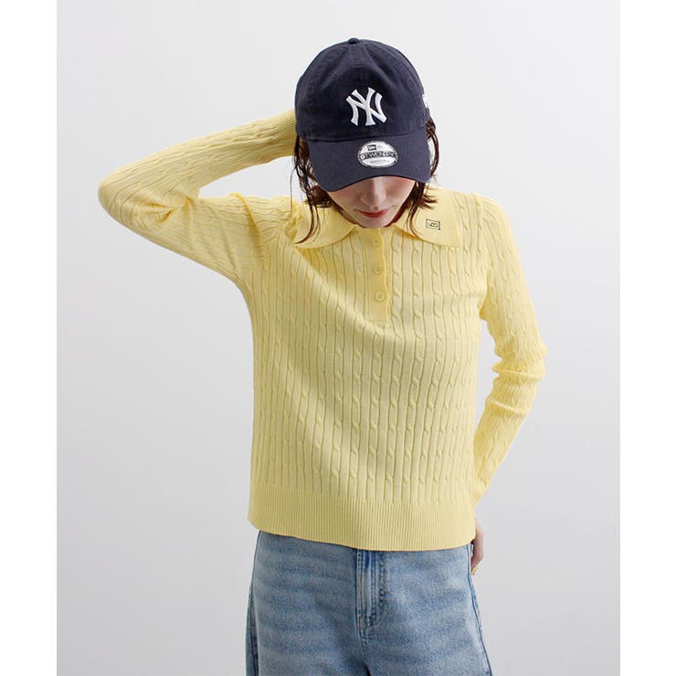 ロゴ刺繍ケーブルポロニット | futier land | 詳細画像8 