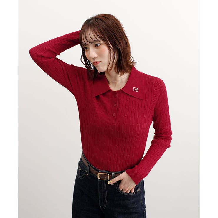 ロゴ刺繍ケーブルポロニット | futier land | 詳細画像9 