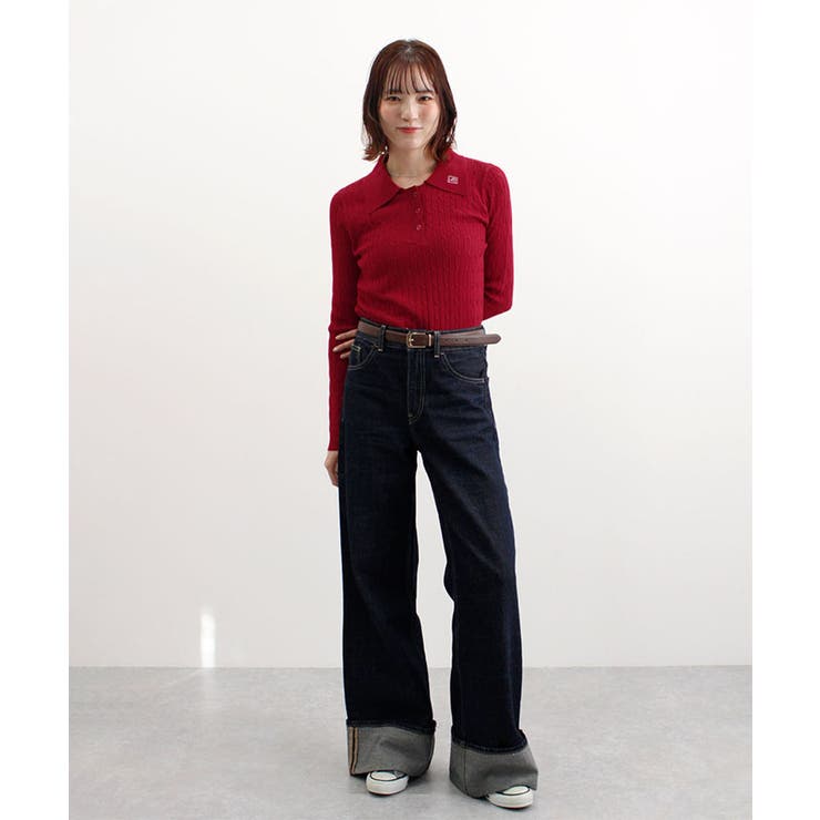 ロゴ刺繍ケーブルポロニット | futier land | 詳細画像11 