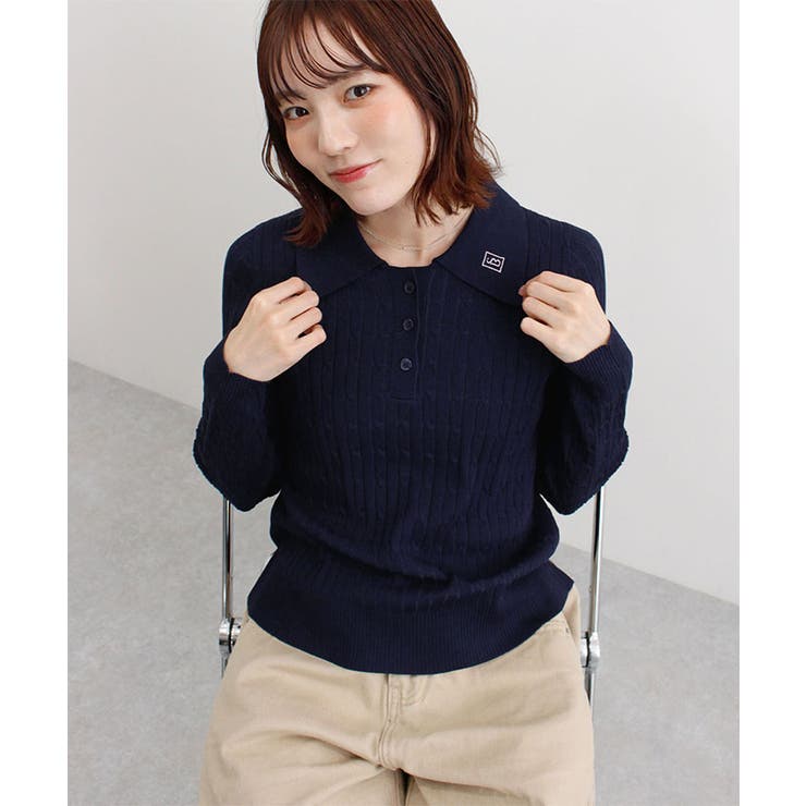 ロゴ刺繍ケーブルポロニット | futier land | 詳細画像12 