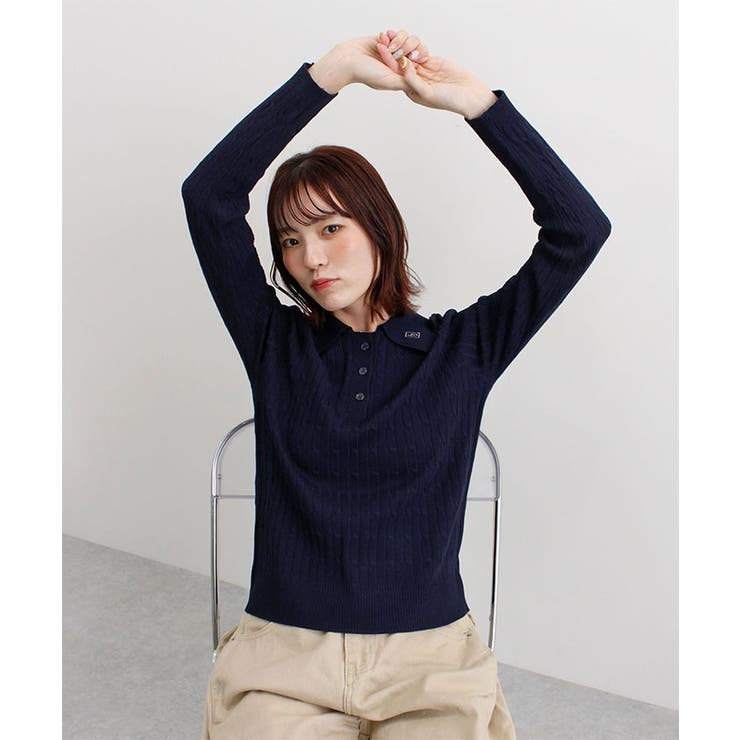 ロゴ刺繍ケーブルポロニット | futier land | 詳細画像25 