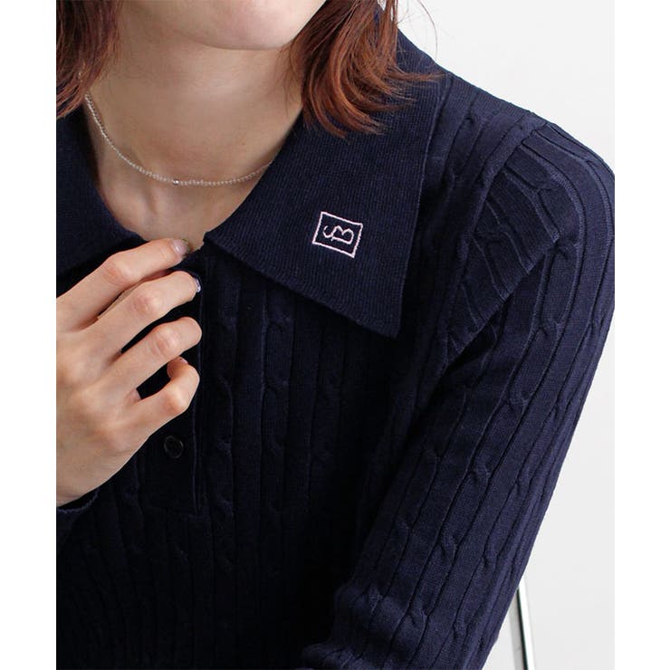 ロゴ刺繍ケーブルポロニット | futier land | 詳細画像13 