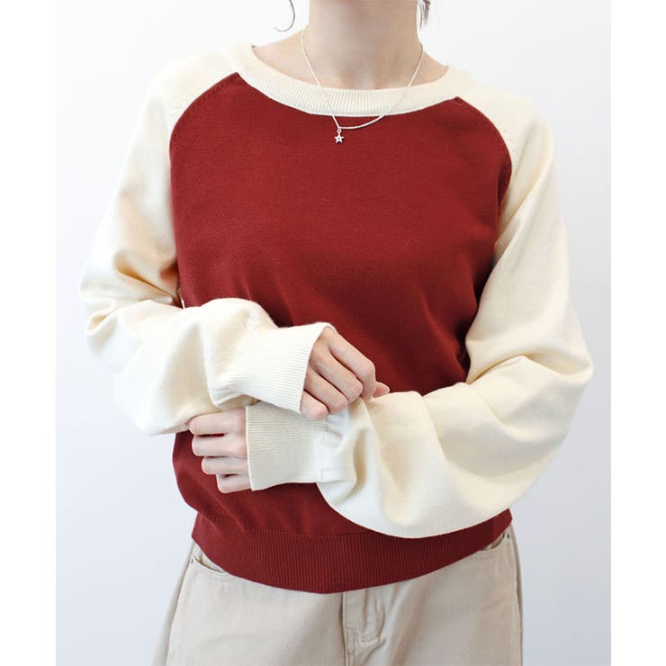 レッド | 【ABYS】タグ付きラグランニットトップス | futier land