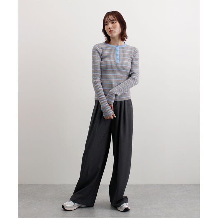 ヘンリーネック配色ボーダーリブニット | futier land | 詳細画像17 