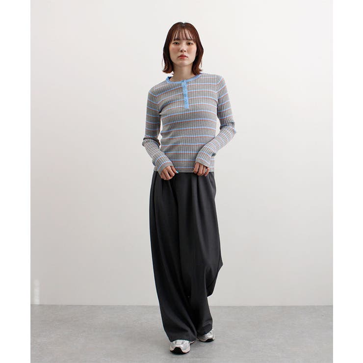 ヘンリーネック配色ボーダーリブニット | futier land | 詳細画像18 