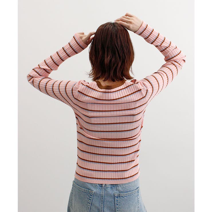 ヘンリーネック配色ボーダーリブニット | futier land | 詳細画像22 