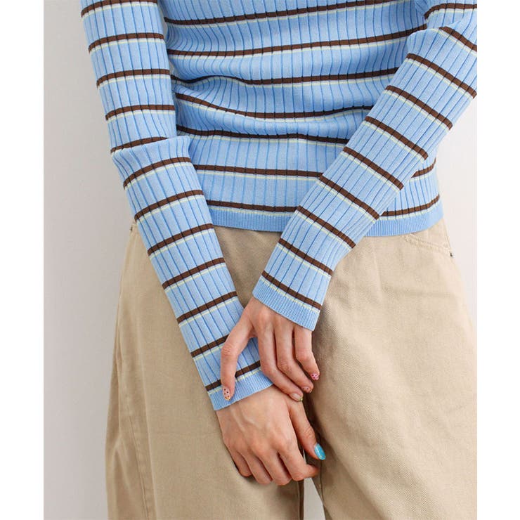 ヘンリーネック配色ボーダーリブニット | futier land | 詳細画像12 