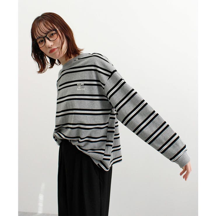 ロゴ刺繍ボーダーロンT | futier land | 詳細画像13 