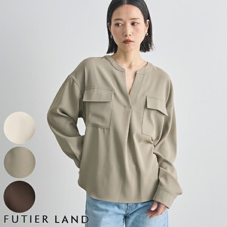 ライトカーキ | 両ポケットブラウス | futier land