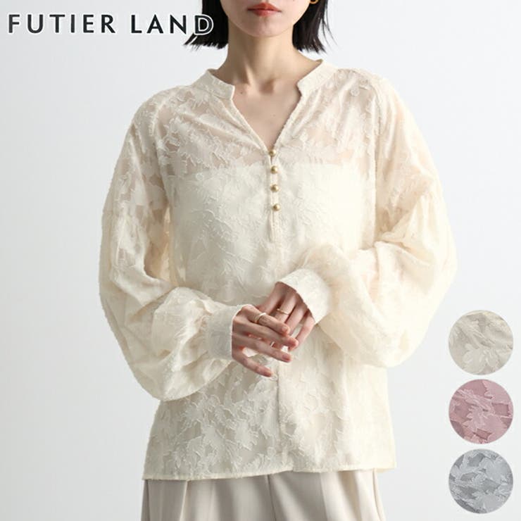 アイボリー | ジャガードシアーブラウス | futier land