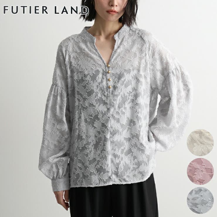 ライトグレー | ジャガードシアーブラウス | futier land