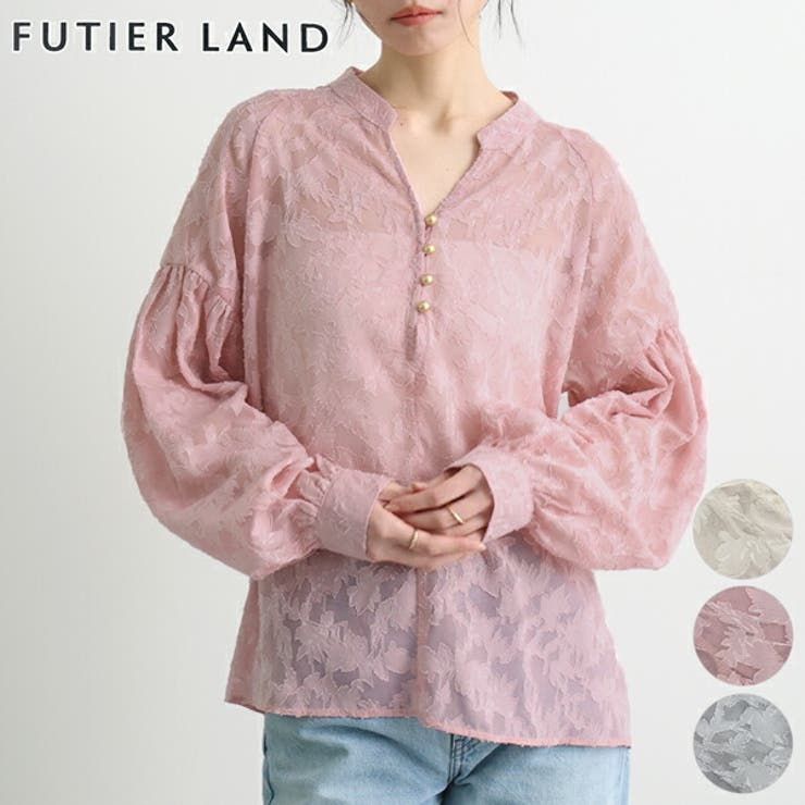 ピンク | ジャガードシアーブラウス | futier land