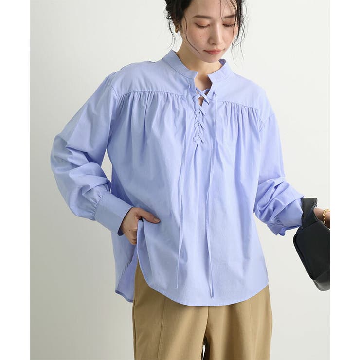 ブルー | レースアップブラウス | futier land