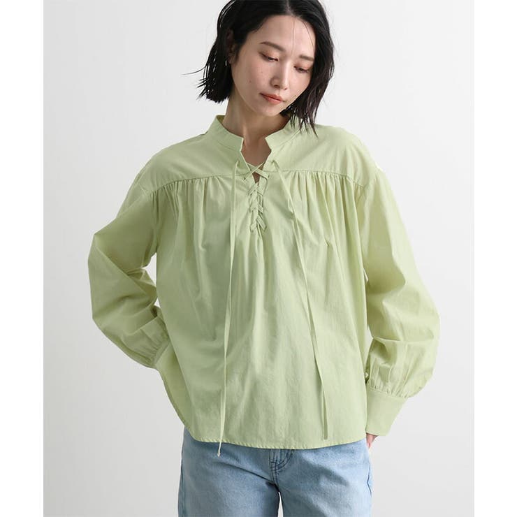 ミントグリーン | レースアップブラウス | futier land