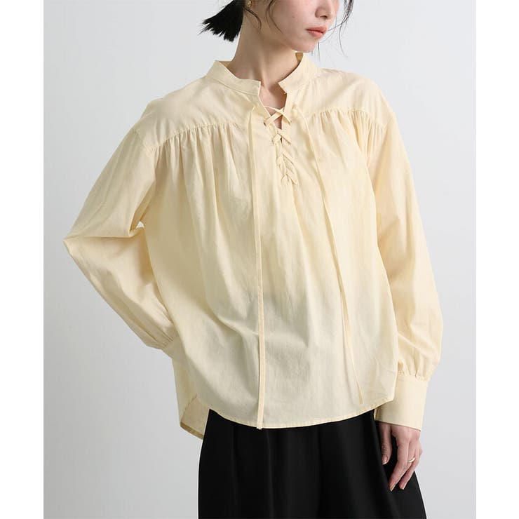 イエロー | レースアップブラウス | futier land