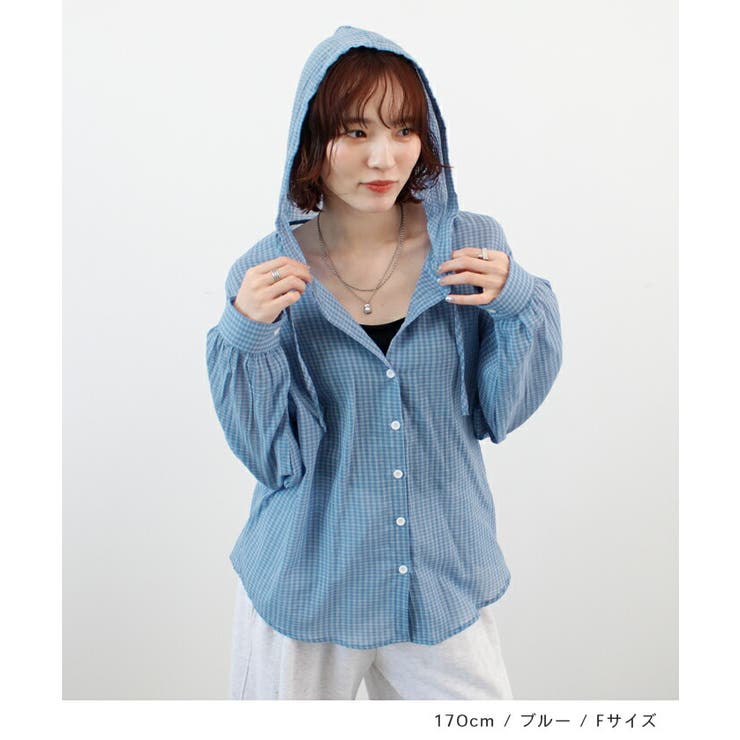 シアーチェックフードシャツ | futier land | 詳細画像5 