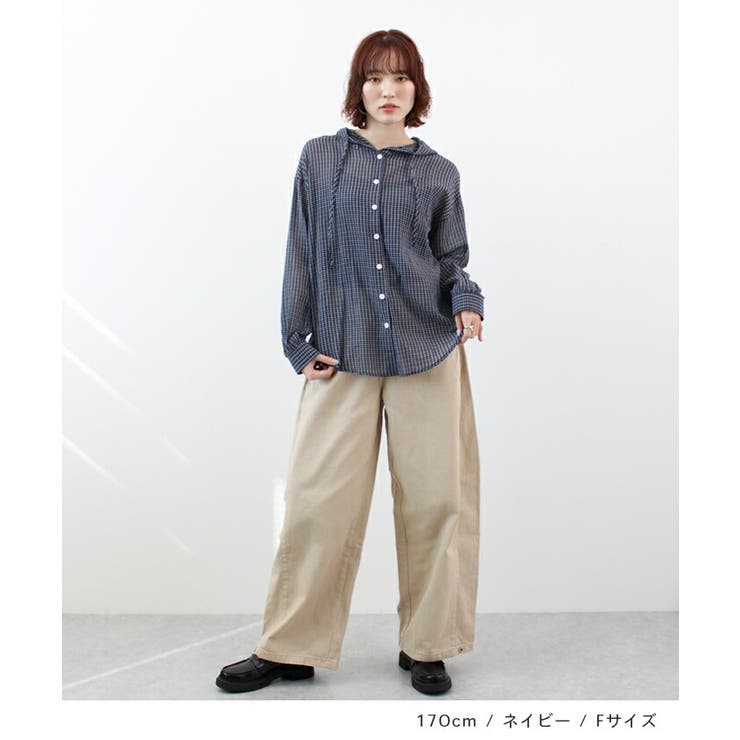 シアーチェックフードシャツ | futier land | 詳細画像6 