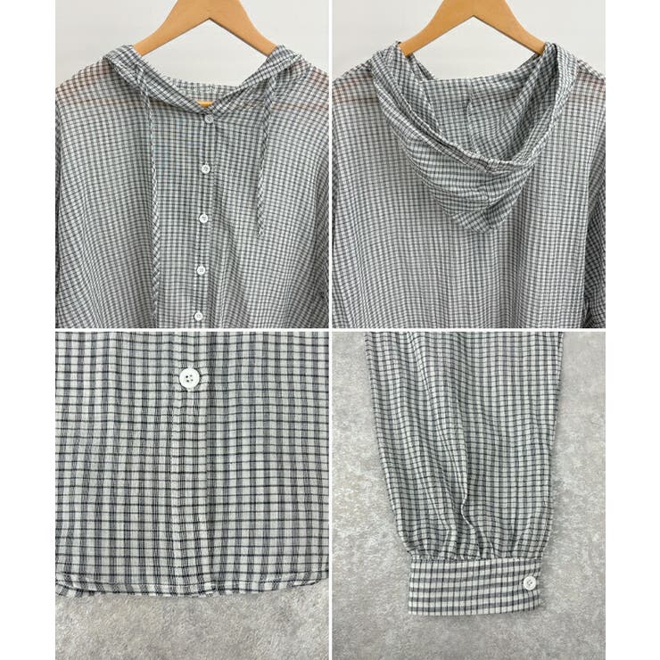 シアーチェックフードシャツ | futier land | 詳細画像8 