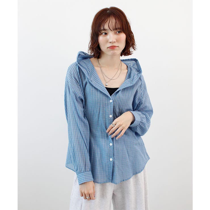 シアーチェックフードシャツ | futier land | 詳細画像12 