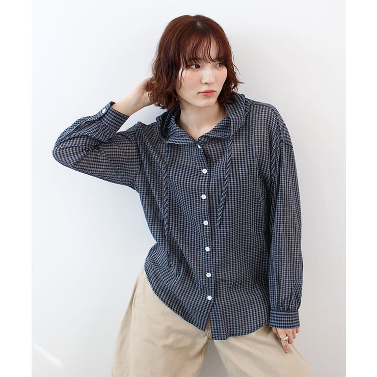 シアーチェックフードシャツ | futier land | 詳細画像15 