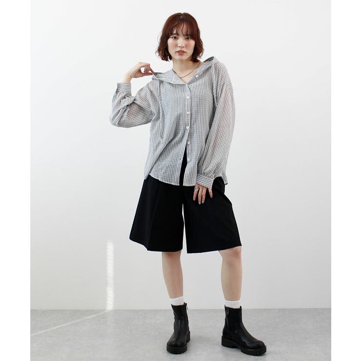 シアーチェックフードシャツ | futier land | 詳細画像17 
