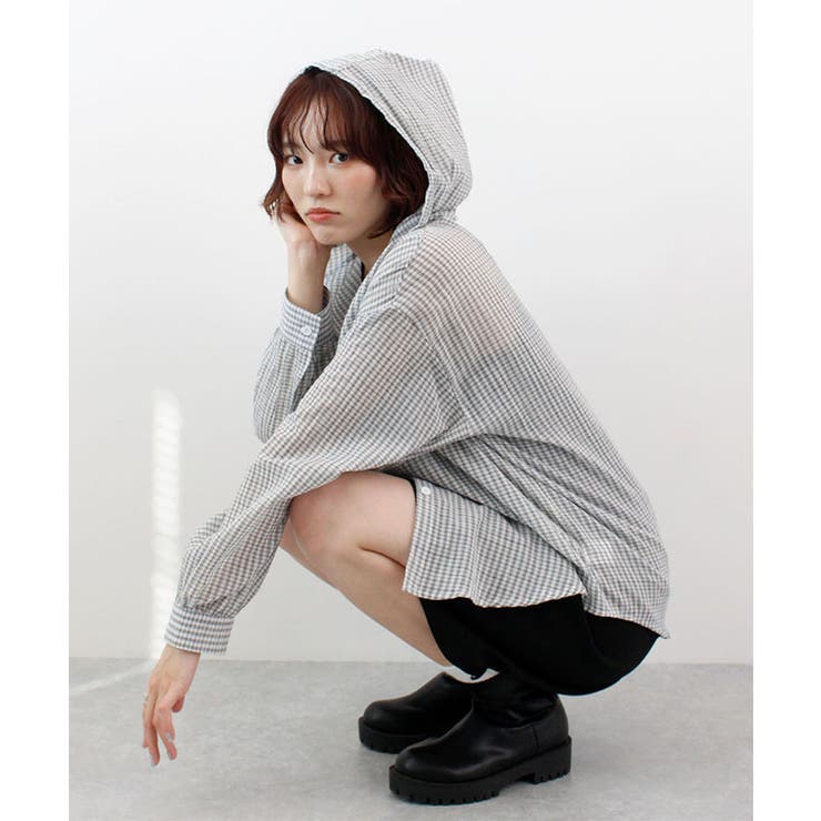 シアーチェックフードシャツ | futier land | 詳細画像19 