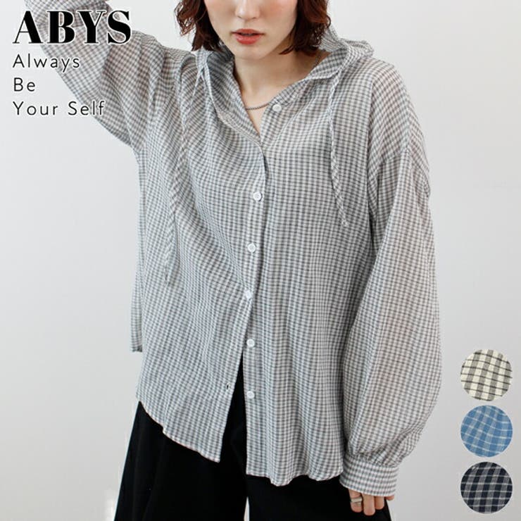 ホワイト | シアーチェックフードシャツ | futier land