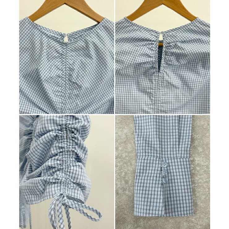 チェックギャザーショート丈ブラウス/シャツ | futier land | 詳細画像8 