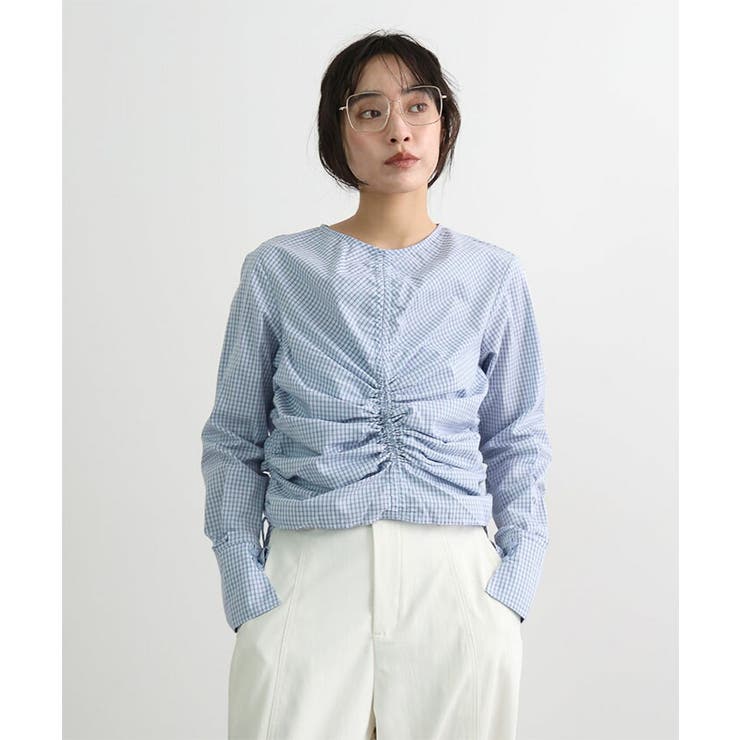 チェックギャザーショート丈ブラウス/シャツ | futier land | 詳細画像9 