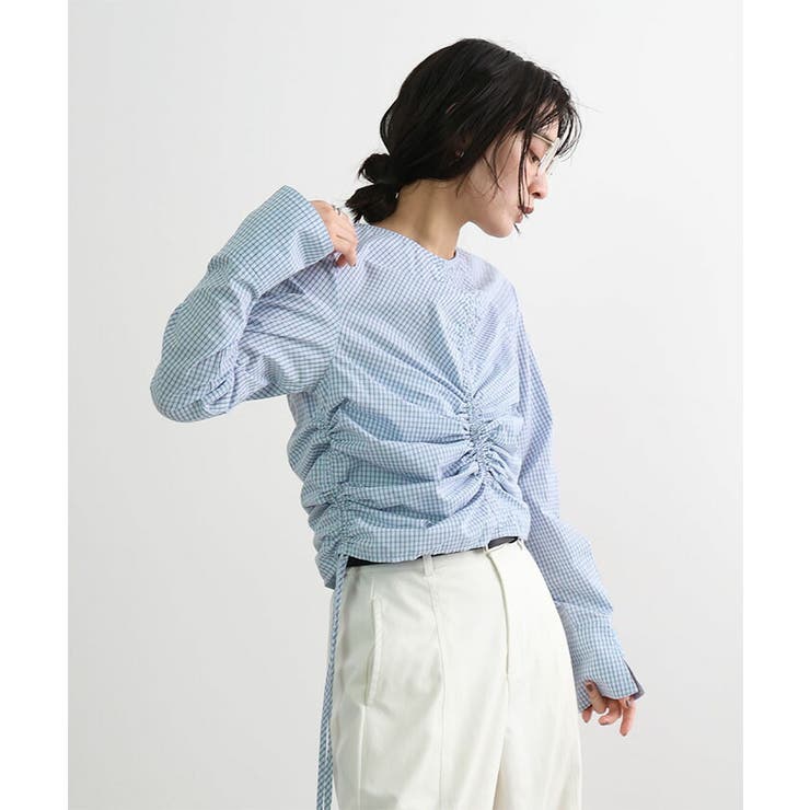 チェックギャザーショート丈ブラウス/シャツ | futier land | 詳細画像10 