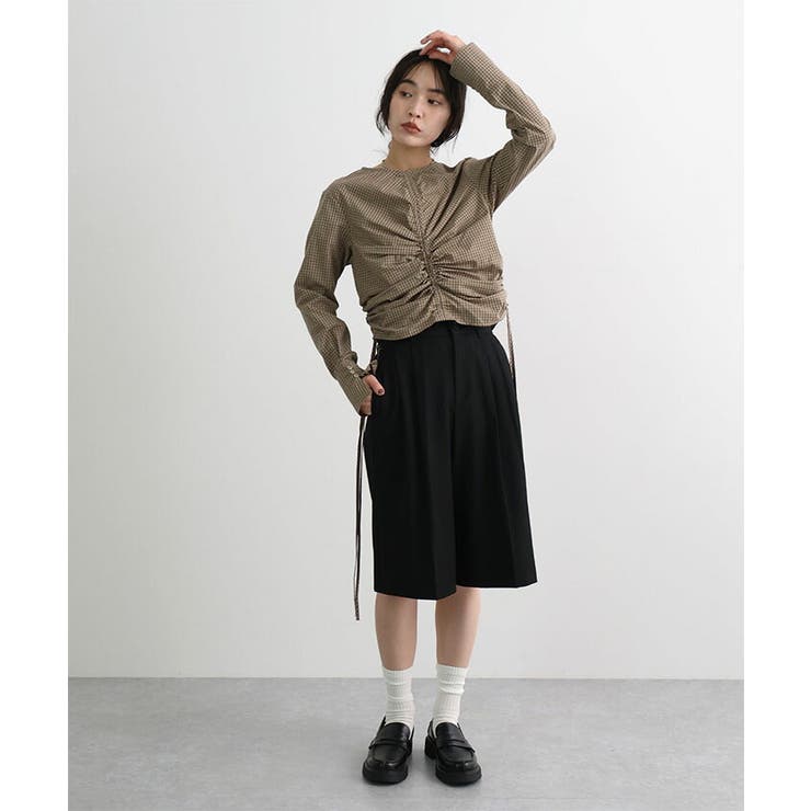 チェックギャザーショート丈ブラウス/シャツ | futier land | 詳細画像13 