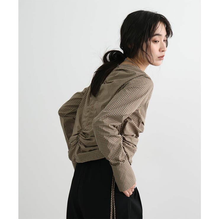 チェックギャザーショート丈ブラウス/シャツ | futier land | 詳細画像16 