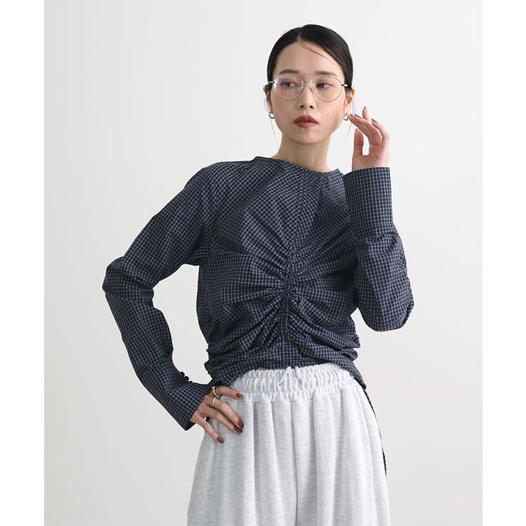 チェックギャザーショート丈ブラウス/シャツ | futier land | 詳細画像18 