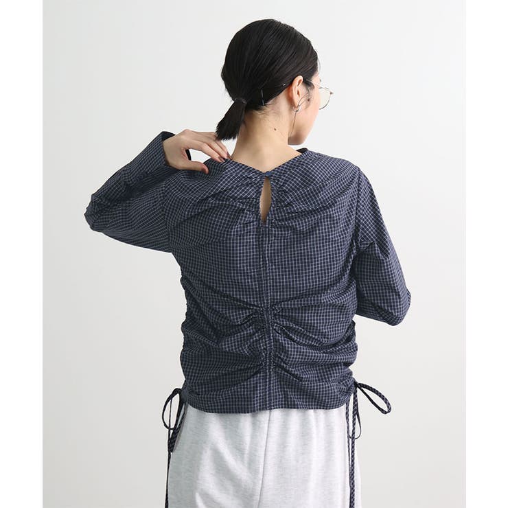 チェックギャザーショート丈ブラウス/シャツ | futier land | 詳細画像19 